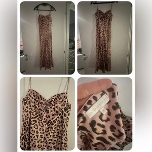 Sun Becomes Her Bustier Size 2 MIDI Dress Purple Pink Leopard Print